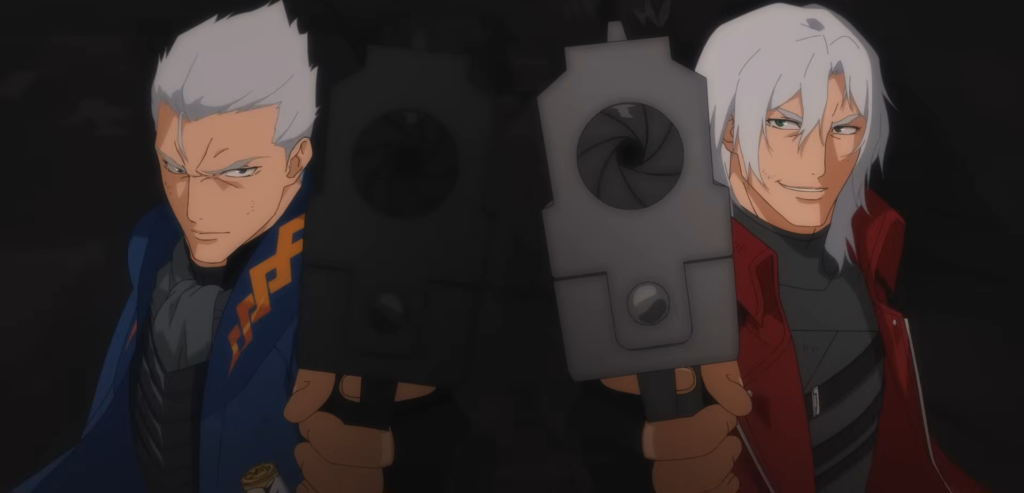 Vergil e Dante apontando a arma, Jackpot