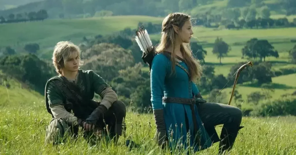 Link e Zelda em um campo verde no live action de The Legend of Zelda