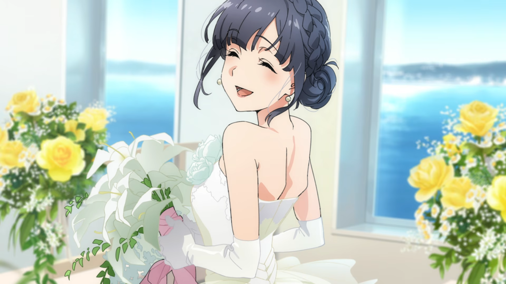 Rascal Does Not Dream of a Dear Friend Shoko Makinohara com vestido de noiva - Ilustração de Personagem